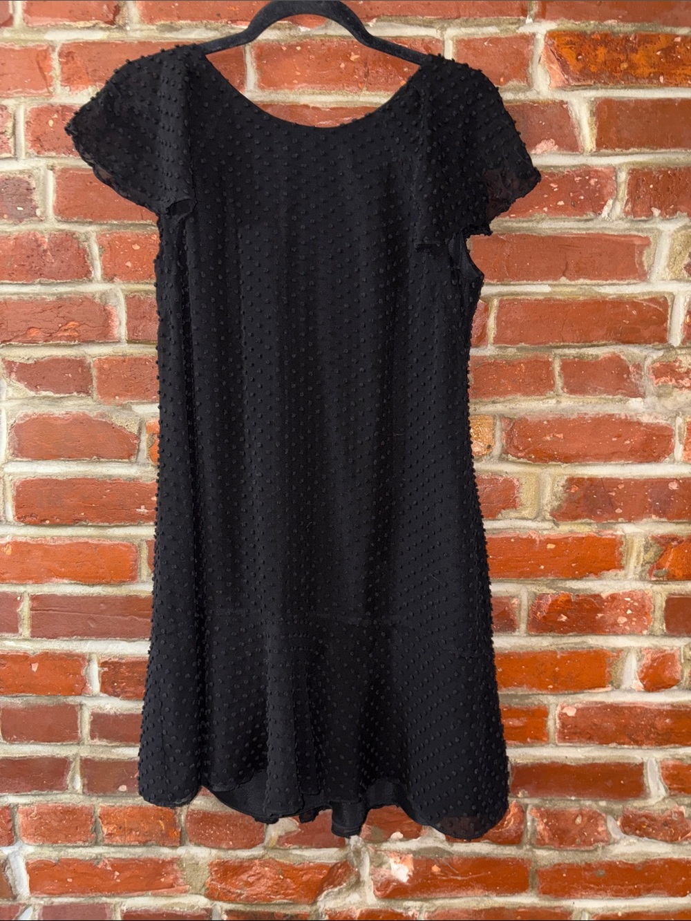 J Crew Silk-Blend Dot Dress with Flutter Sleeves
